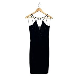 Yaya& co CROSS OVER VELVET MIDi dress  black l